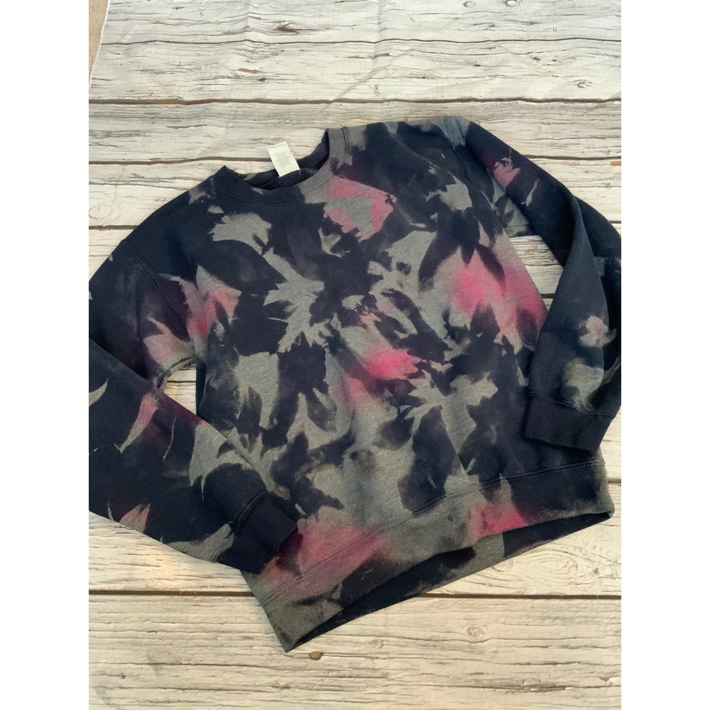 Gildan Heave Tie Dye Sweatshirt Small Navy Blue Pink Grey Crewneck Pullover - Picture 1 of 2
